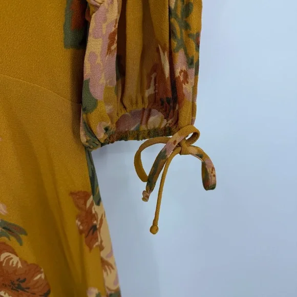 Reformation Scarlett V-Neck Mini Dress Orange Floral Size 4 - Picture 5 of 12